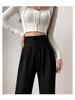 2026 Women's Ice Silk Wide-Leg Summer Pants - Thin, Drapey, Narrow Straight-Leg for Petite Casual Wear