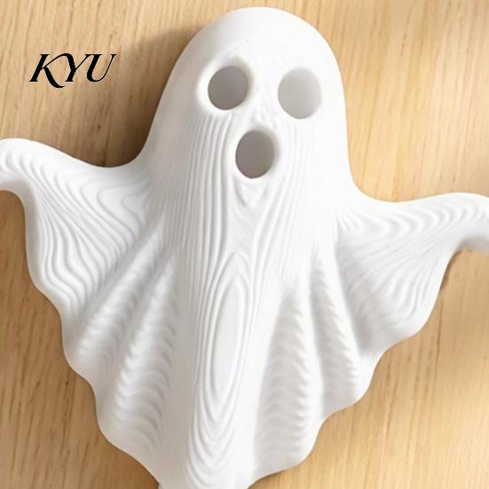 Space Saving Organizer 2Pcs 3D Printed Halloween Ghost Wall Hook, Decorative White Hanger for Home Decor Hats Towels Keys, Creative Storage