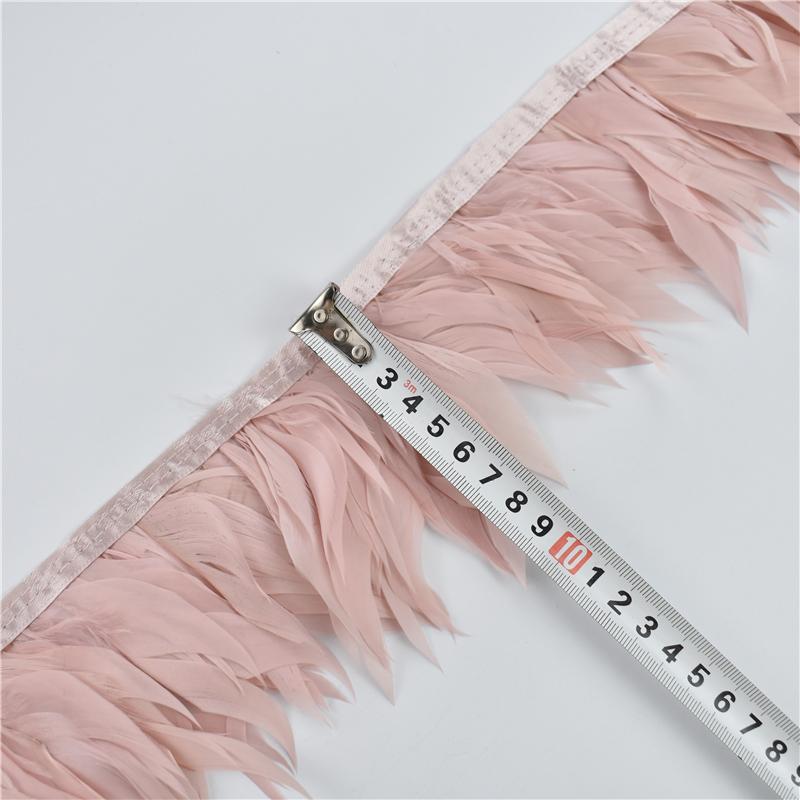 2Meters Leather Pink Ostrich Feather Trims Fluffy Turkey Feather Boas Goose Plumas Fringe Ribbon for Needlework and Handicrafts