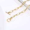 Chic Rectangle Chain Necklaces for Women,Gold Color Stainless Steel Paperclip Link Choker with Toggle Clasp, Party Gifts for Her