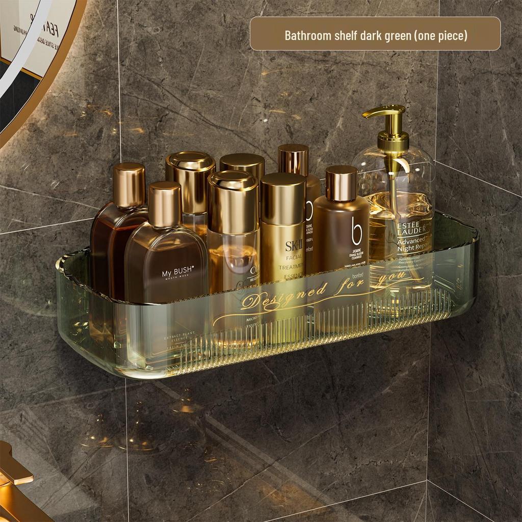 Punch-Free Wall-Mounted Bathroom Storage Rack - Moisture-Proof and Drain-Friendly for Cosmetics and Dorm Use