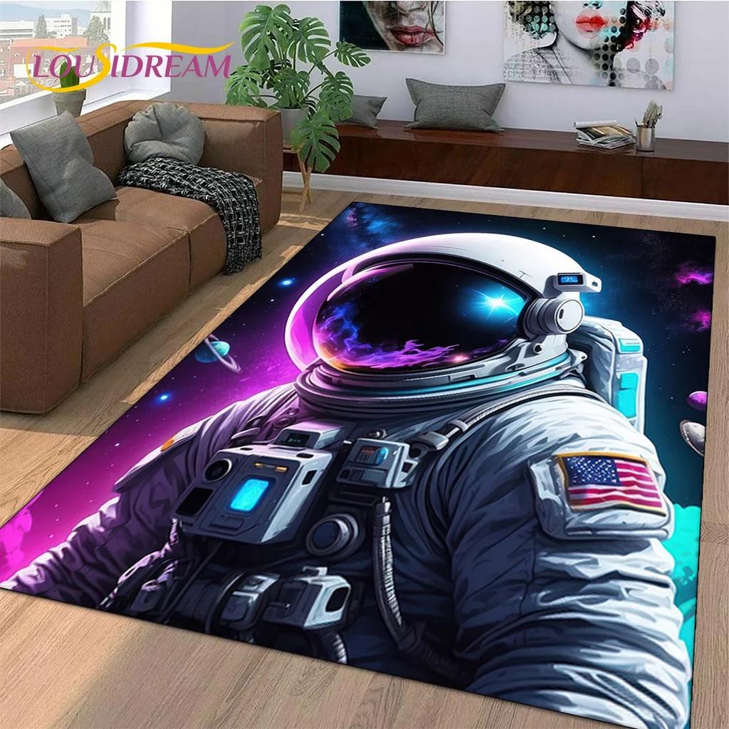 Alfombra de dibujos animados de astronauta, universo de sueños, astronauta, espacio exterior, para dormitorio, sala de estar, sofá, decoración, alfombra de piso de gran tamaño