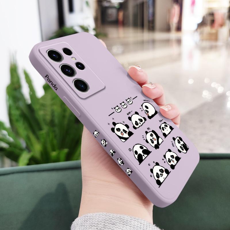 

Rolling Panda Phone Case For Samsung Galaxy S25 S24 S23 S22 S21 S20 S10 S10E Ultra Plus FE Note 20 Ultra Plus Cover Galaxy S24 светло-фиолетовый
