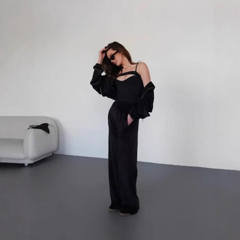 Women's Clothing Temperament Casual Suit Zipper Cardigan Top Set