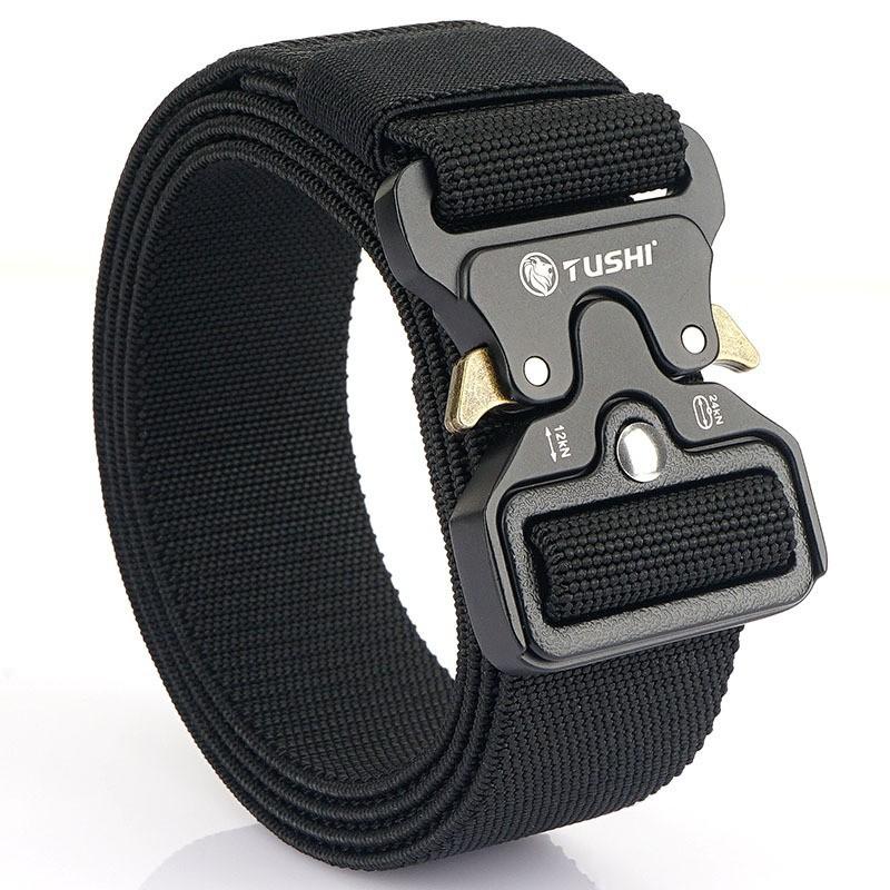 Aluminum Alloy Buckle Nylon Elastic Waist Belt Commuting Outdoor Training Tooling Men s 125cm чёрный