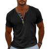 Vintage Summer Men's T-Shirt Streetwear 3 Buttons Open Fly Loose Clothing Print Short Sleeve T-Shirt