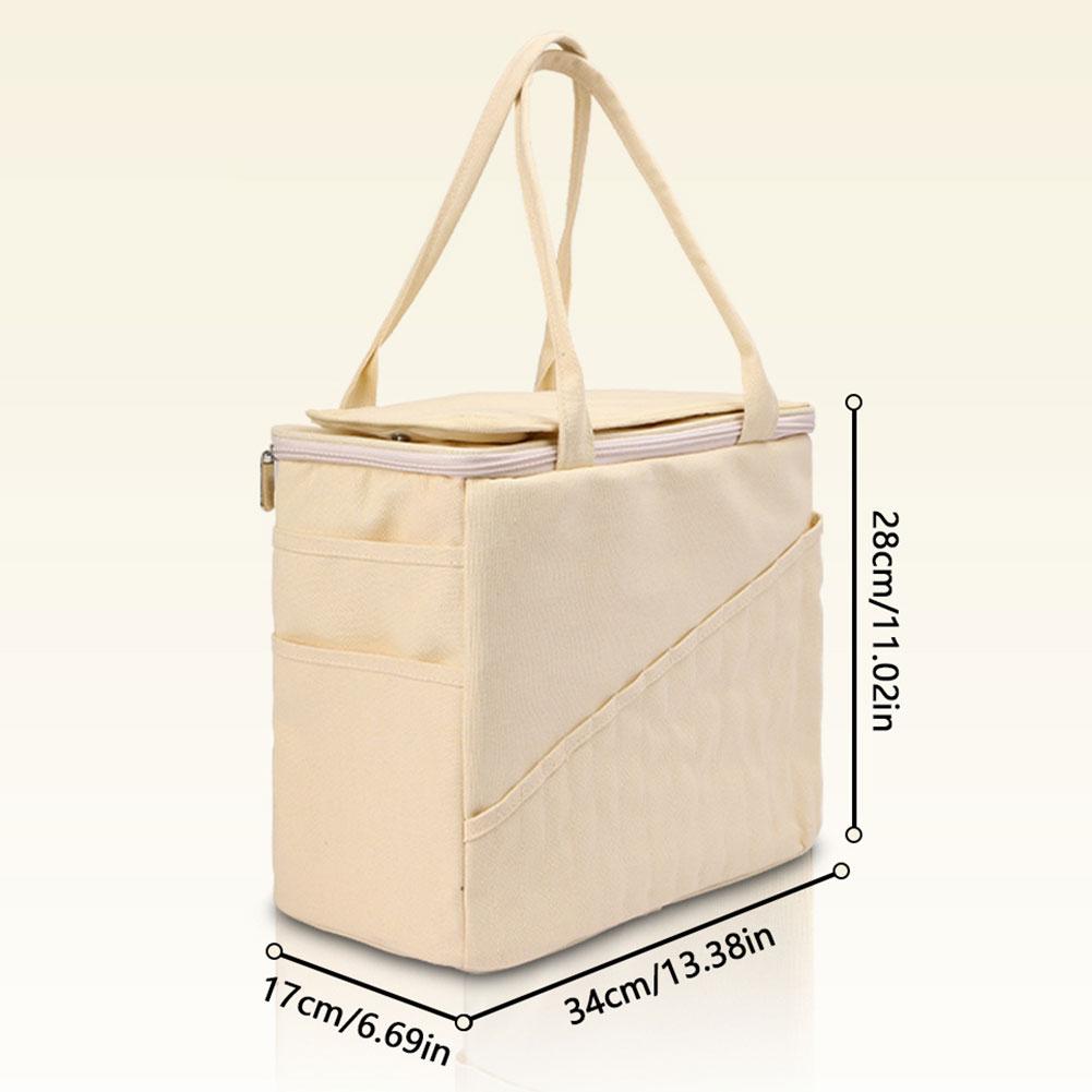 Canvas Yarn Storage Bag Large Capacity Knitting Bag with Multi-layer Pockets Tote Organizer for Hooks Knitting Needles