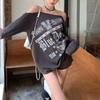 2026 European and American Spice Girls Sexy One-word Shoulder Long Sleeve T Summer Loose Temperament Pure Desire Short Off-Shoulder Top
