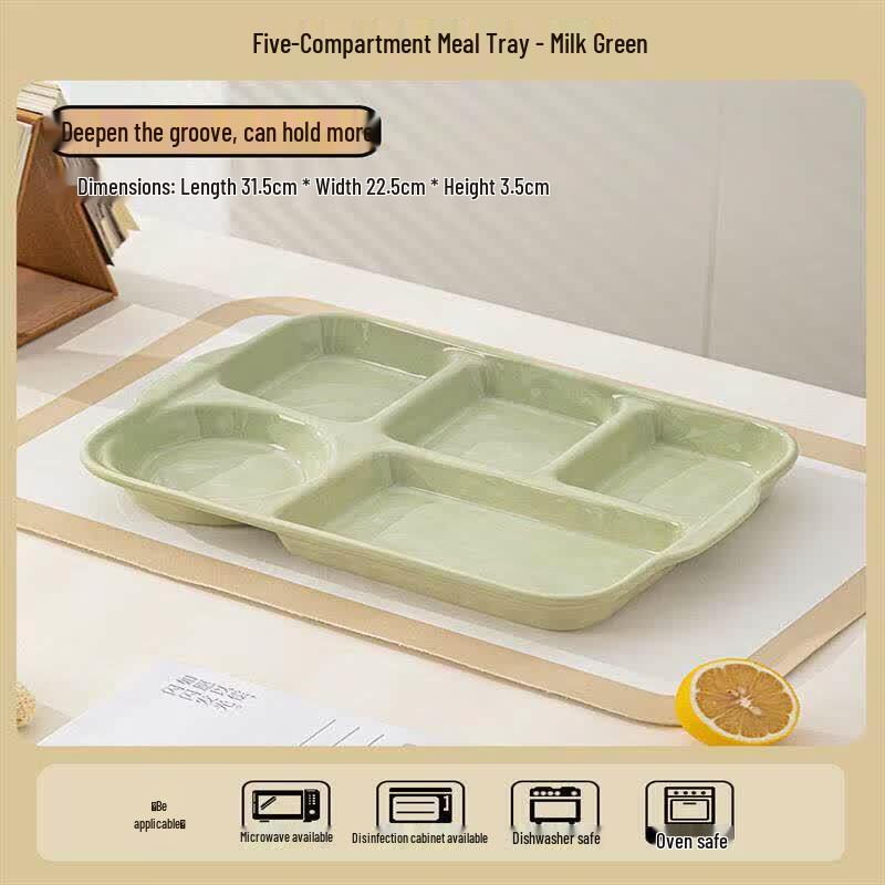 HANDUNYOU Upgraded 5-Compartment Ceramic Divided Plate