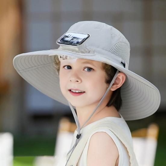 Solar-Lüfterkappe mit 800mAh-Akku USB-Solarladung Outdoor-Fischerhut mit wasserdichter Beschichtung Mesh-Design Kinder-Sonnenhut