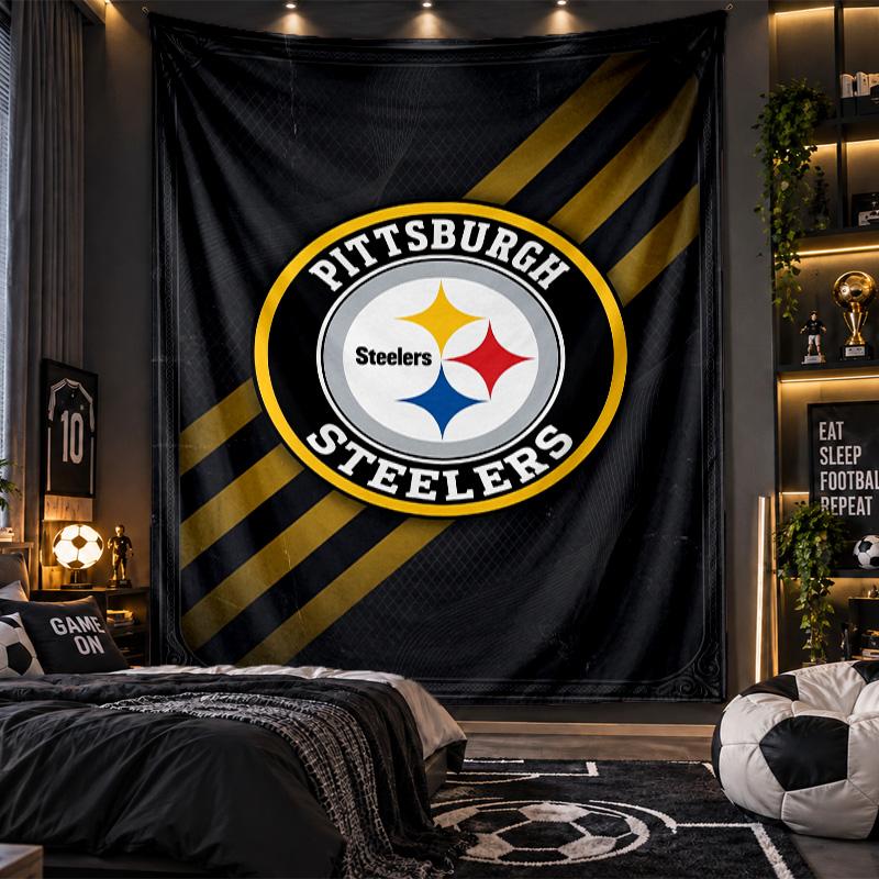 Nástěnná tapiserie s potiskem Pittsburgh Steelers, látka do obývacího pokoje, ložnice, domácí dekorace