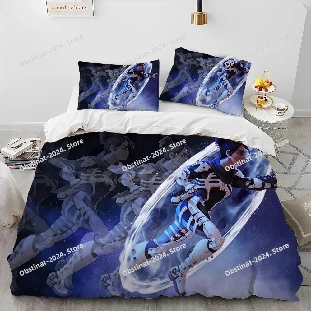 A-Apex Legends Game Gamer Cartoon Bedding Set Printed Bed Set With Pillowcase Bed Duvet Cover Soft Single Double Queen King Size