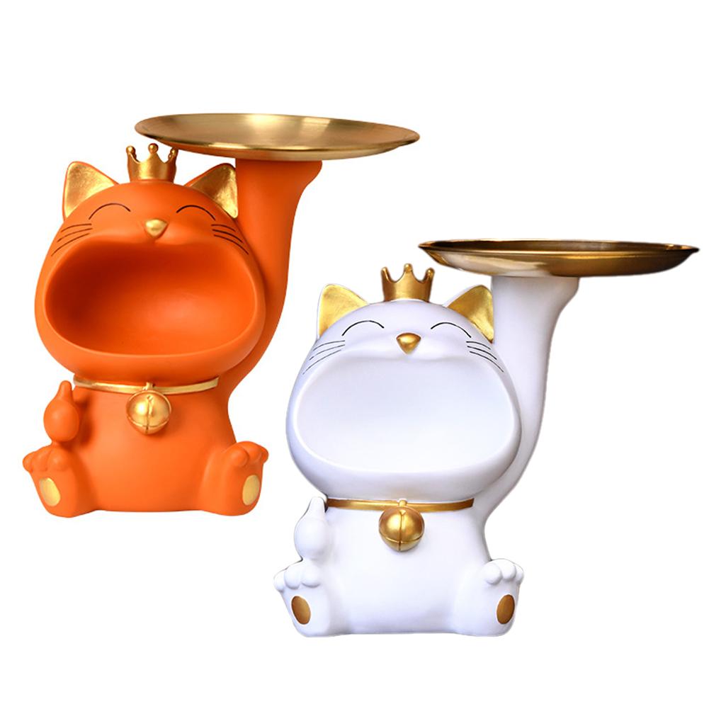 

Счастливая Корона, большой рот, кошка, поднос для хранения ключей, декоративное украшение, скульптура из смолы, светильник для хранения, роскошный подарок на новоселье