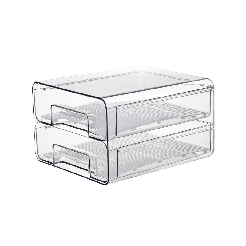 PET Egg and Veggie Refrigerator Organizer - Stackable, Multifunctional Drawer with Drainage