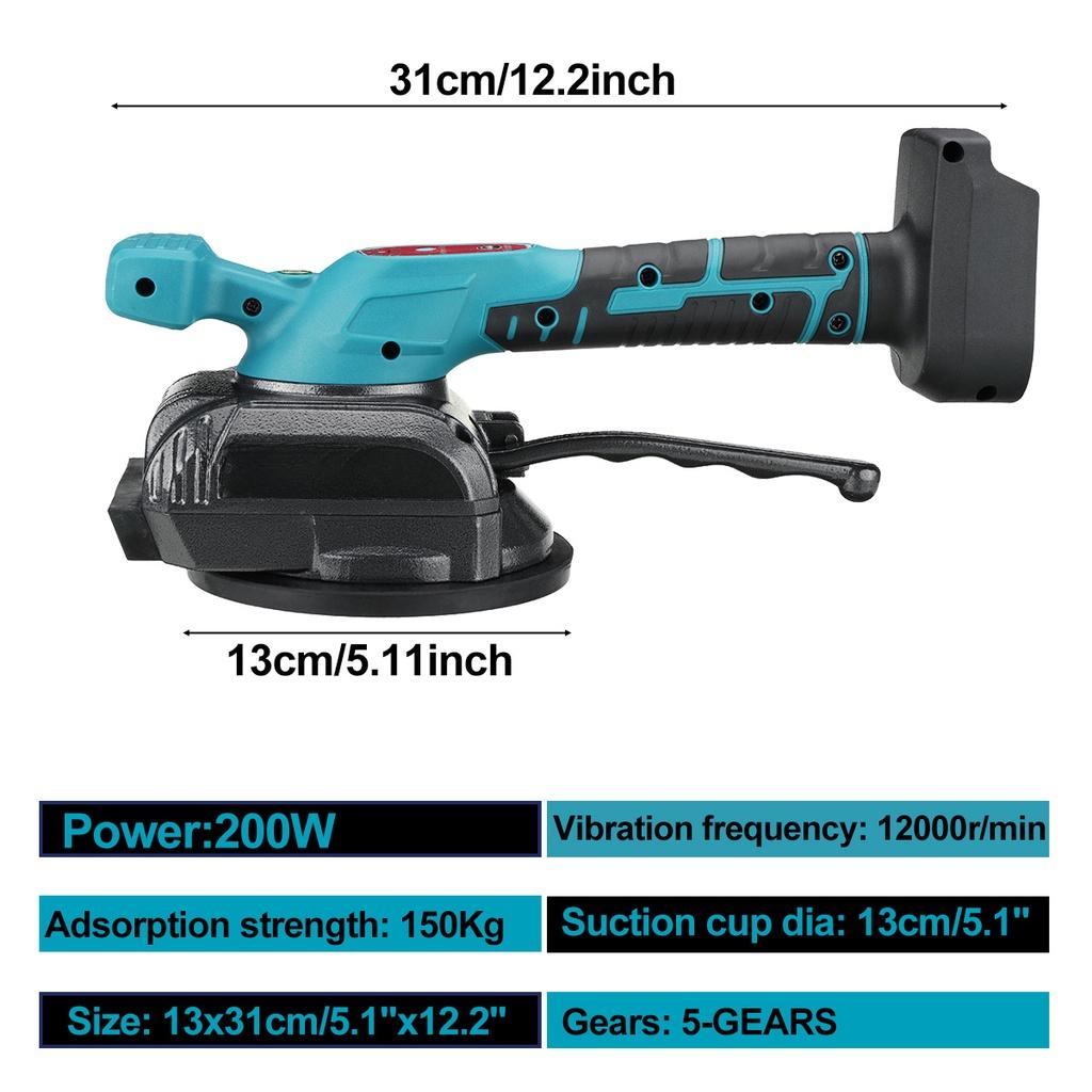 200W Fliesenverlegemaschine 5-Gänge Einstellbarer Automatischer Fliesenrüttler Saugheber Bodenrüttler Nivellierwerkzeug für 18V Akku