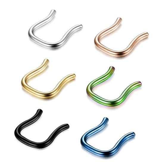 

6шт 1/1,2/1,6 мм хирургическая сталь 316L U-образная вешалка для перегородки носа стопорное кольцо 1.2mm разноцветный