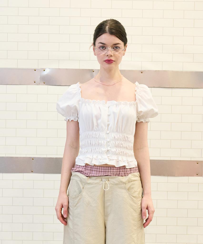 MADPINK Shirring Blouse White