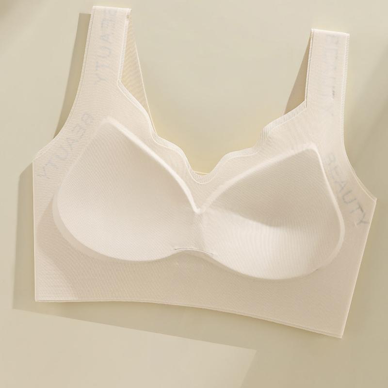 L-XXXL Women's Seamless Underwear Fixed Cup Wireless Sports Bra Large Size Gathered Vest