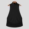 INCERUN Men High Neck Sleeveless Cutout Side Casual Loose Knitted Tank Tops