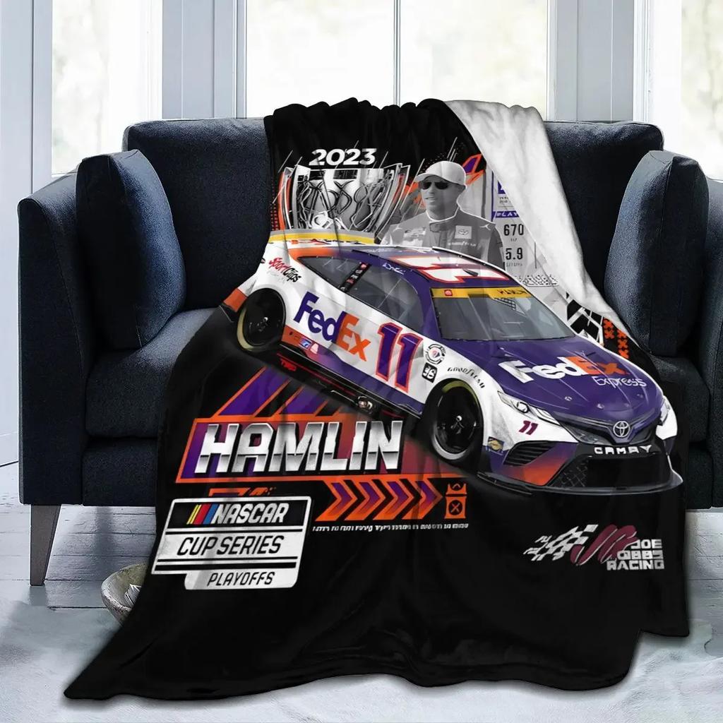 Denny Hamlin 11 All Season Fleece Blanket Throw Ultra Soft Flannel Blanket Digital Printed Premium Fluffy Microfiber Fleece