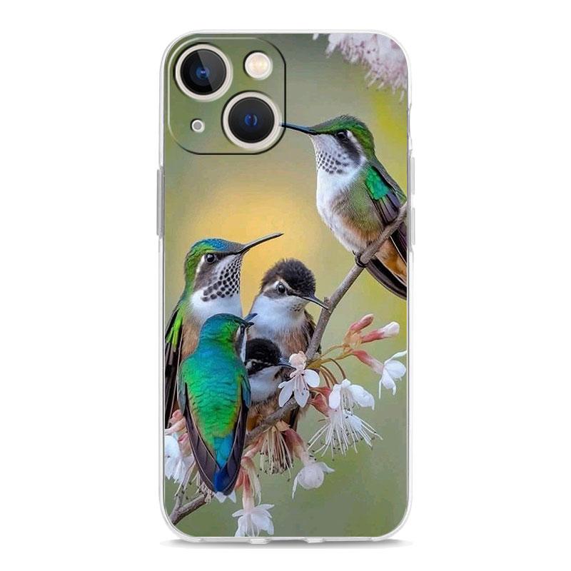 Phone Case For iPhone 16 Cases iPhone 15 12 13 14 16 Pro Max X XR XS Max 15 Plus 16Pro iPhone11 Clear Soft Cover Hummingbird