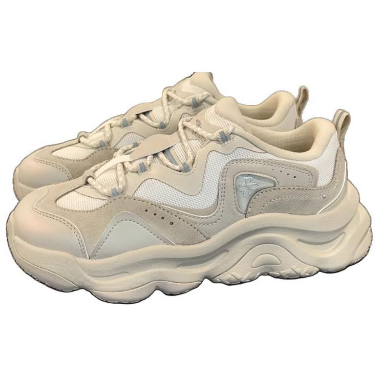 Anta Sapatos Tarte de Ovo Retrô Versátil Resistente ao Desgaste Respirável Cano Baixo Sapatos Casuais Tênis Feminino Branco Marfim 122438886-2