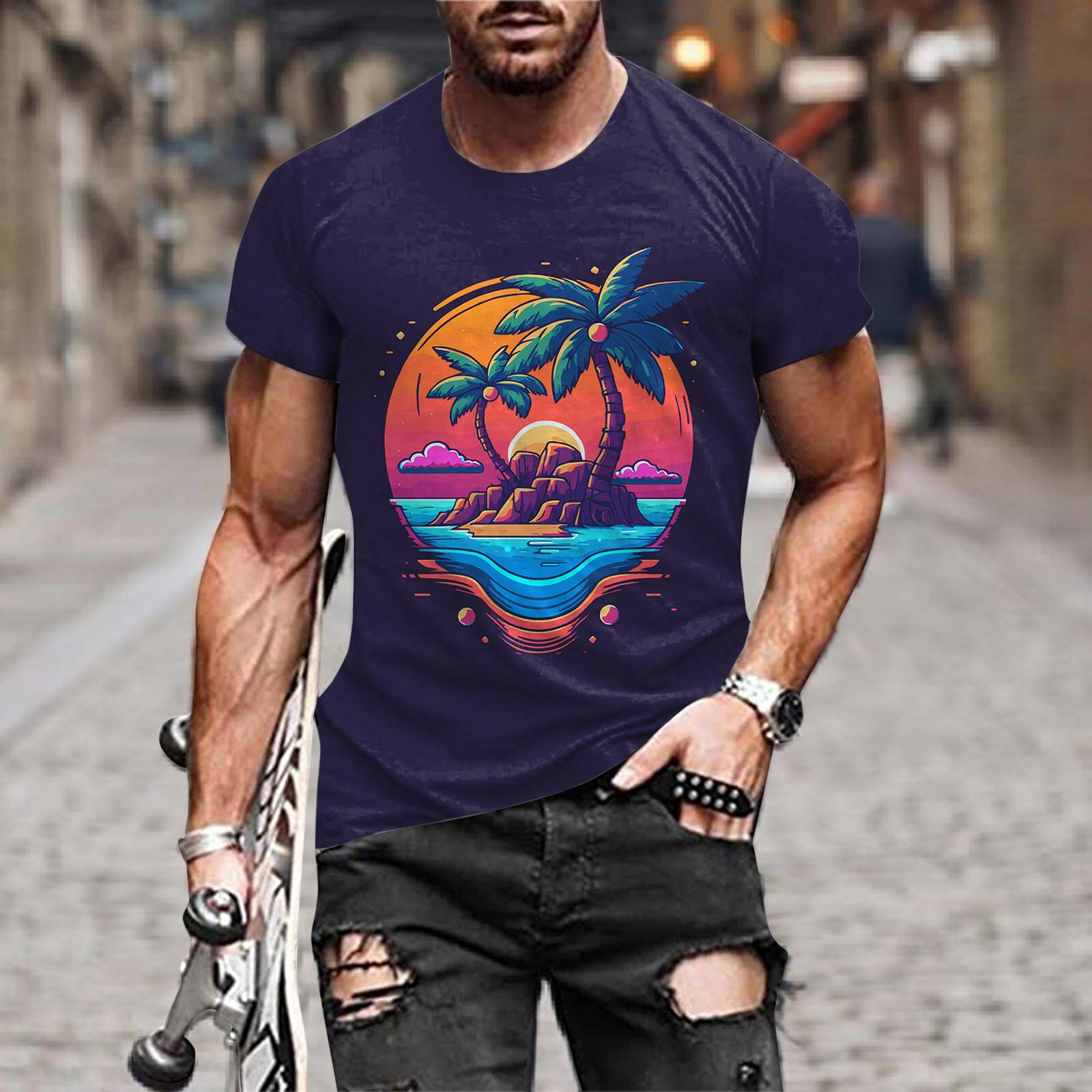 

Мужские футболки, повседневные рубашки с коротким рукавом, модная рубашка с короткими рукавами и принтом в стиле ретро XL синий