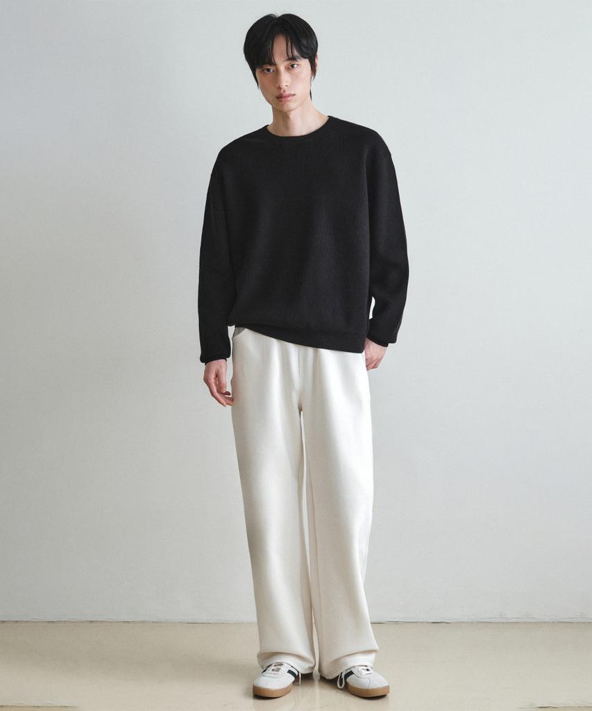 Wednesday Oasis Line Stitch Wide Sweatpants_Cream(W26Pt04)