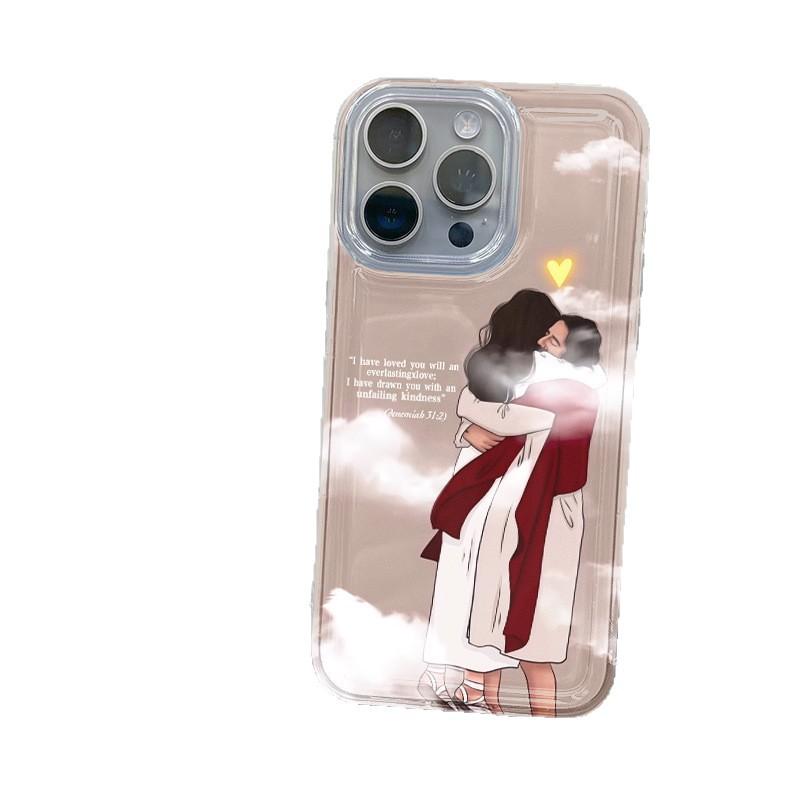 Hug couple for apple 15 mobile phone case iphone12promax transparent 14/13/11/XR airbag 16