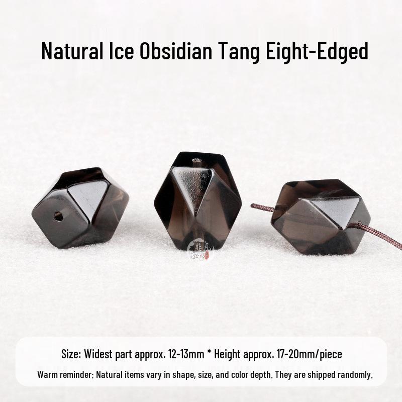 Tang Dynasty Eight-Edged Silver-Obsidian Spacer Beads for DIY Bracelets – Natural Crystal Luck Jewelry Accessory