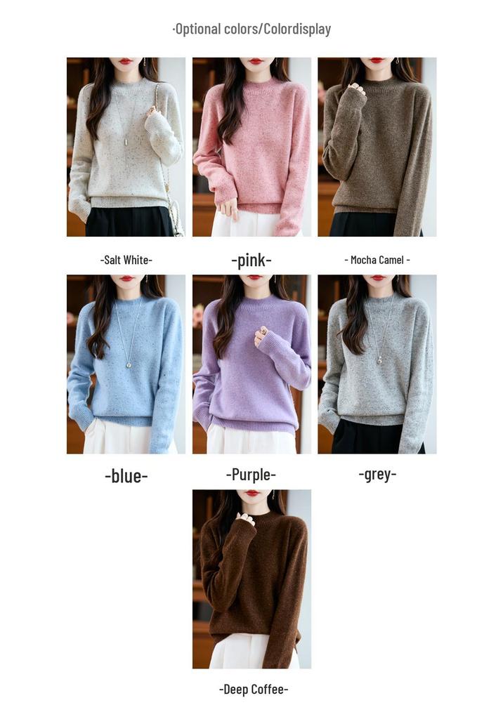 Seamless Thickened Speckle Wool Sweater: Autumn/Winter Fashion Half-High Neck
