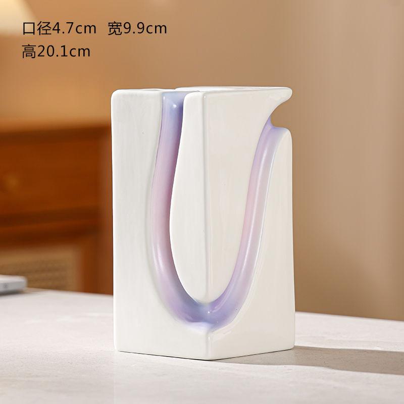 Modern Color Special-shaped Ceramic Vase Art Streamline Color Irregular Hydroponic Vase Flower Arrangement Container Decoration