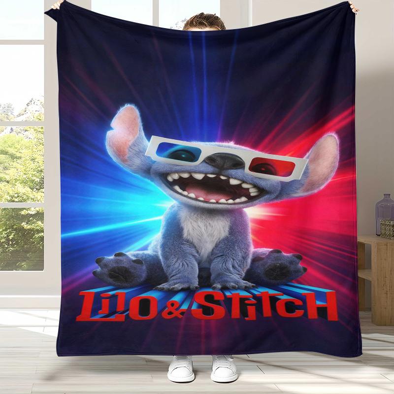 

Kawaii S-Stitch Cartoon Flannel Blanket,Ultra Soft Warm Plush Throw for Home Bedroom Bed Sofa Cover Camping Picnic gift kids 75x90cm