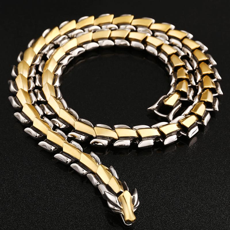 Gargantilla de cadena con quilla de dragón de 15 mm de ancho estilo punk rockero para hombre, de acero inoxidable macizo, accesorios de joyería para el cuello, regalos para él