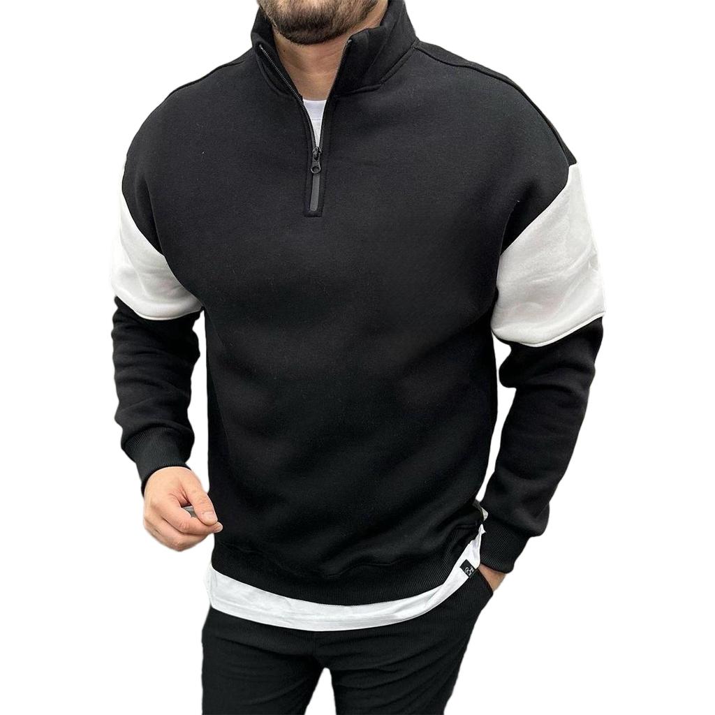 Mens Pullover Zip Lightweight Mock Neck Sweatshirt Fashion Long Sleeve Sweater Wniter Clothes