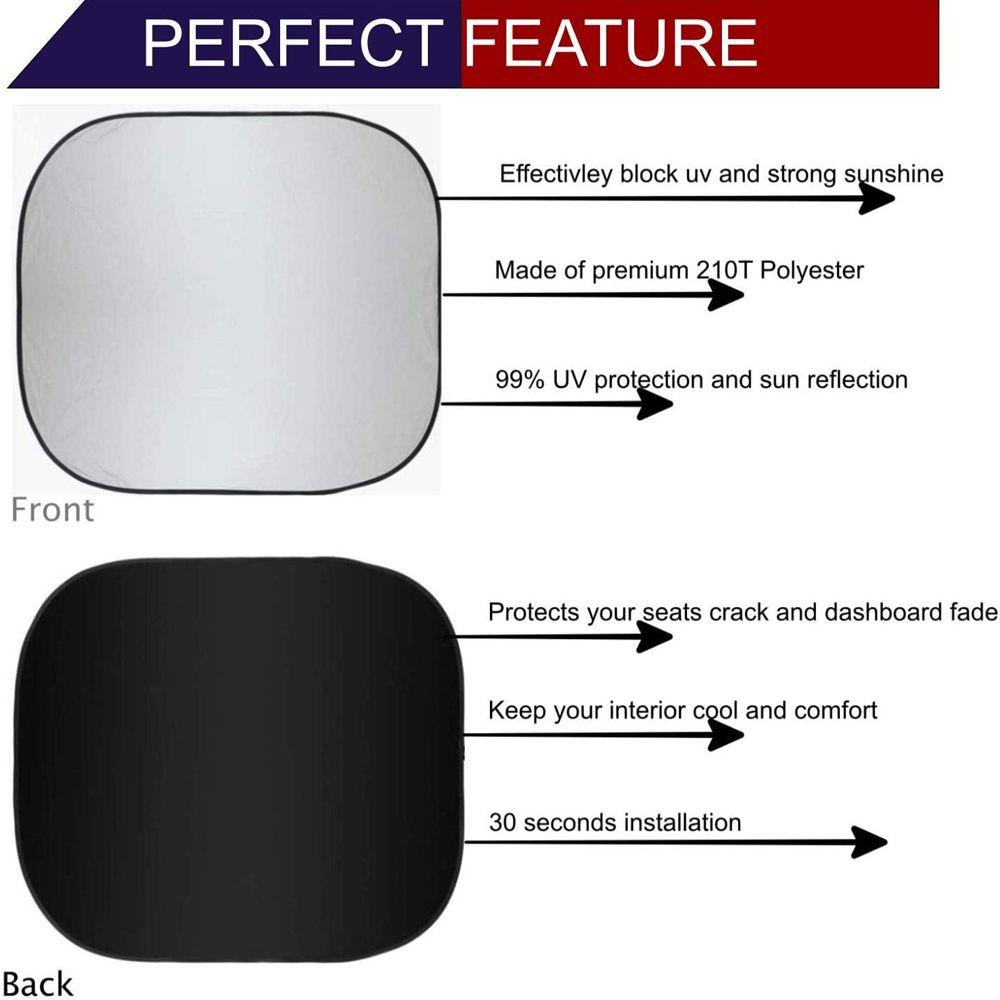 Foldable Sunscreen Curtain Car Sun Shade Reflective Fabric Windshield Sun Shade Silver Reflective