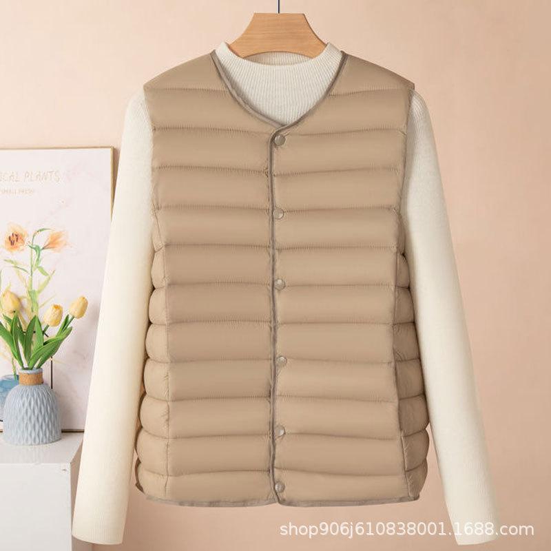 New light down cotton vest women's autumn and winter collarless liner short women's vest large size vest jacket