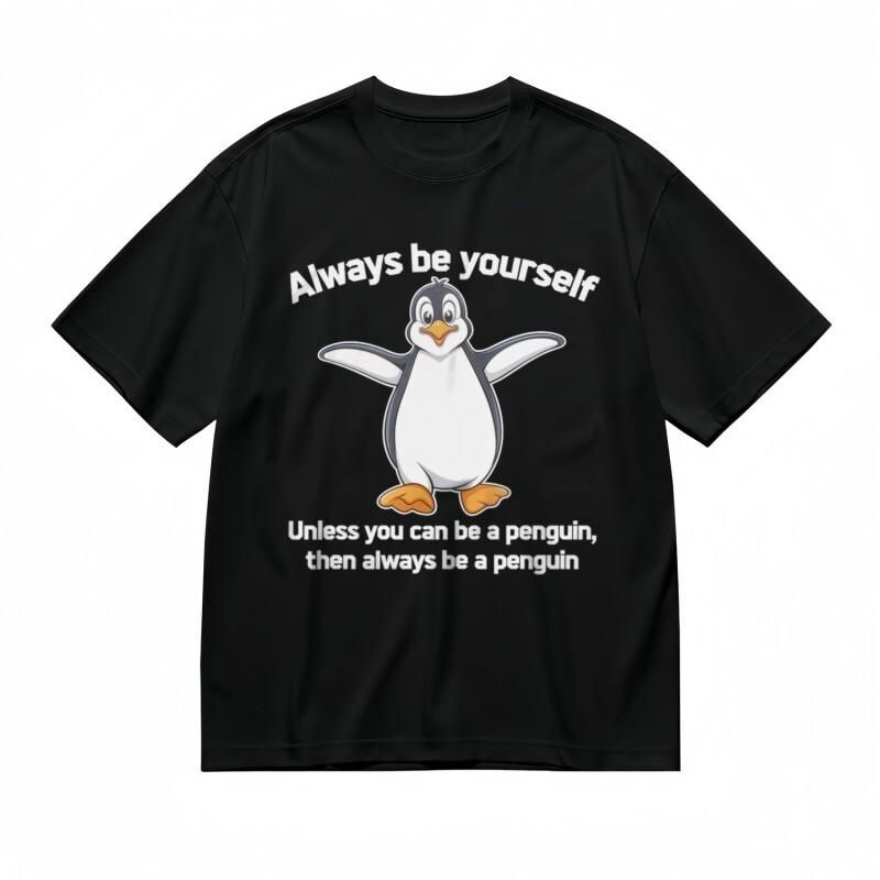 

Women s Breathable Classic T-Shirt Cute Penguin Humor Quote Design Black Tee USA M