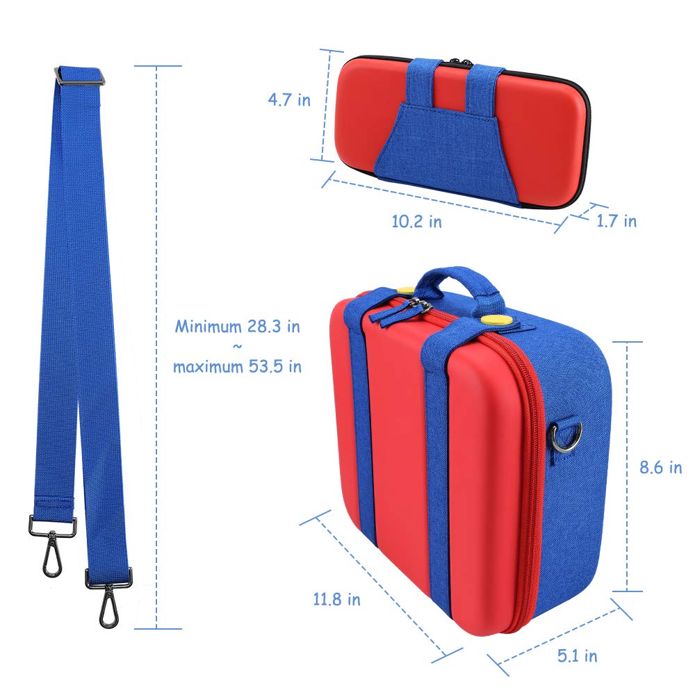 Nintendo Switch Deluxe Edition Storage Pouch Carrying Denim Travel Protective Hardshell Large Storage Bag with Soft 26 Console Pro and Shoulder Strap