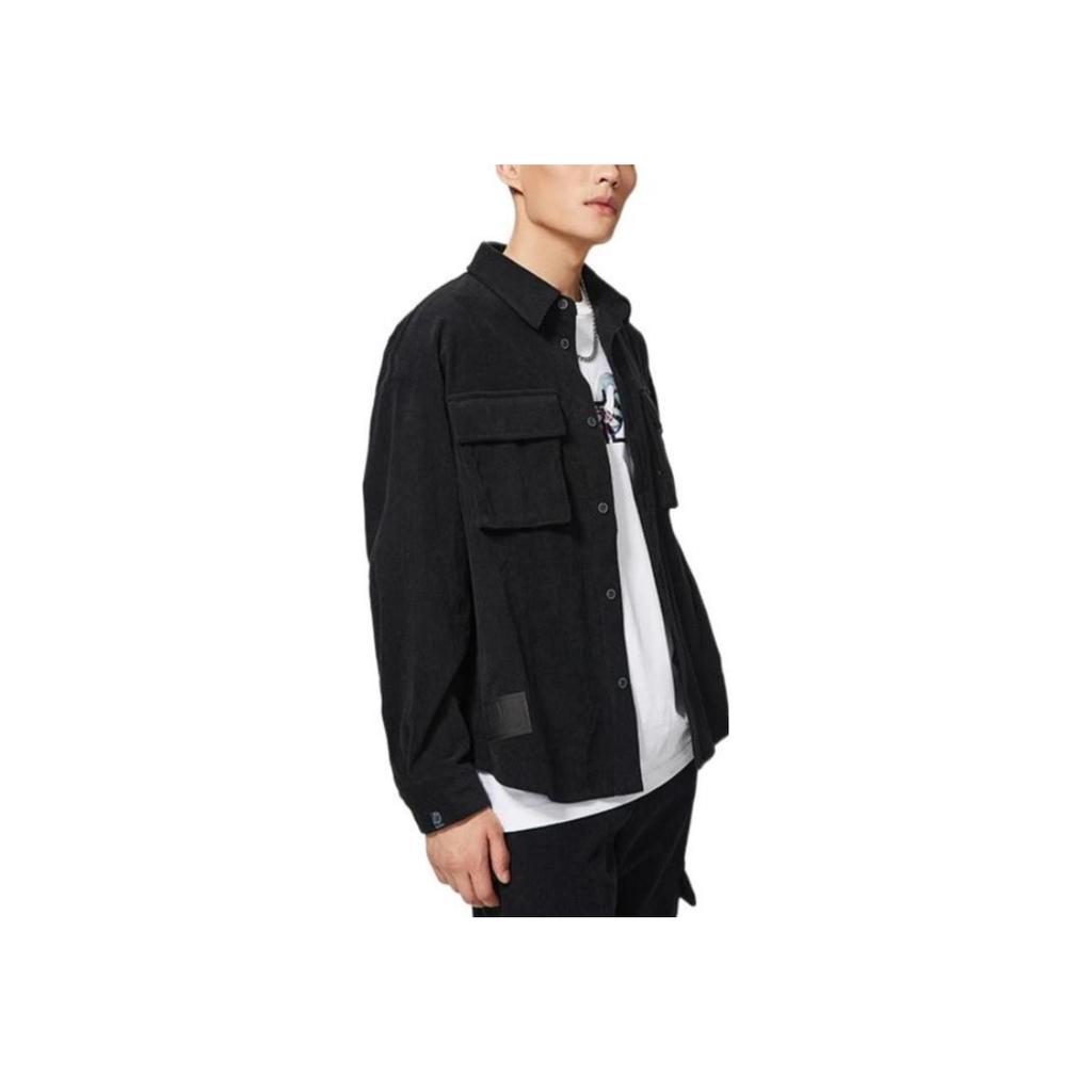 Li-Ning Wade Series Logo Print Single-Breasted Long Sleeve Jacket Men Jacket Black AFDSB25-1
