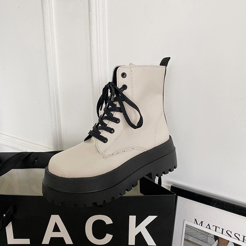 

модные женские ботильоны на платформе с толстой подошвой, женская обувь на молнии, модные женские дизайнерские мотоциклетные ботинки, повседневная женская обувь 2023 Size 35(foot 22.5cm) бежевый