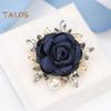 Women Brooch 3D Rose Leaf Faux Pearl Rhinestone Lapel Collar Pin Bag Scarf Hat Decoration Brooch Prom Party Jewelry