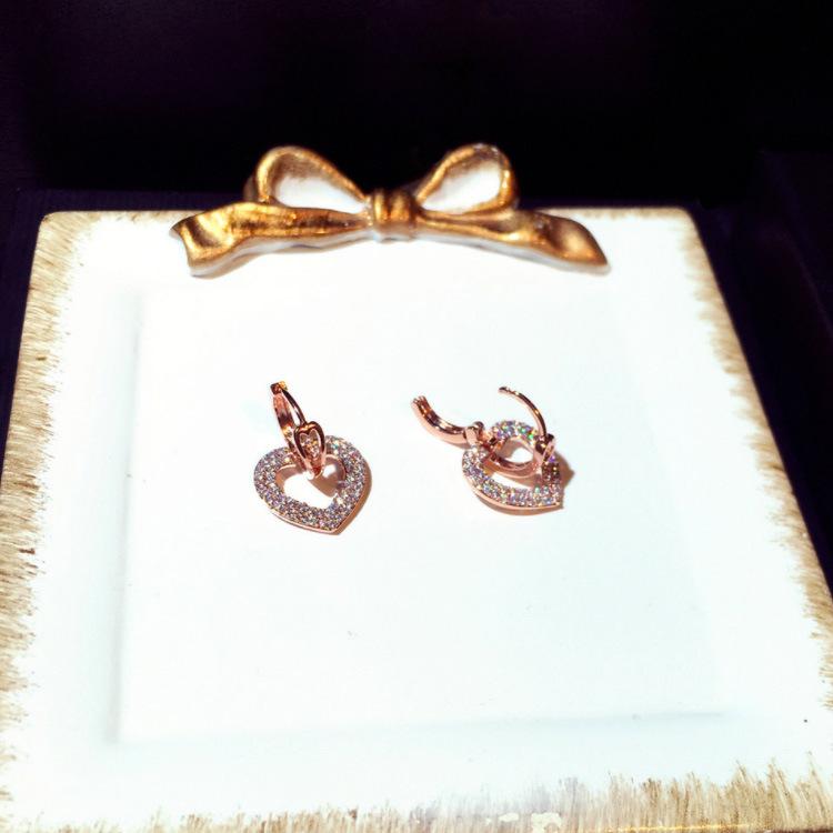 

Новые корейские модные серьги изящные бриллиантовые серьги в форме сердца темпераментные серьги серьги женские