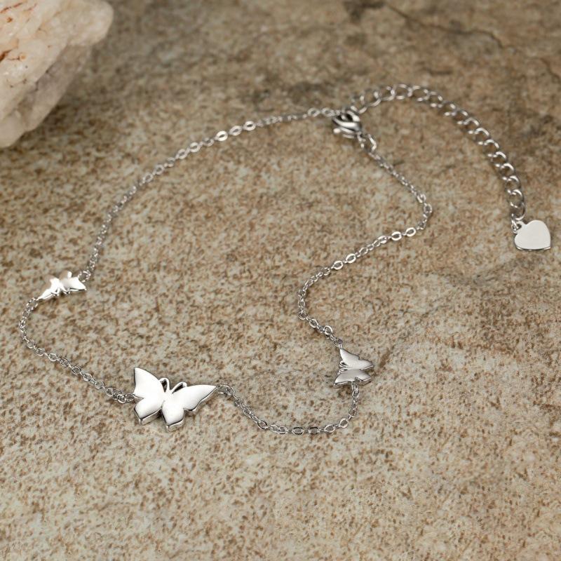 Anklet European and American style gorgeous decorative platinum blue opal butterfly anklet