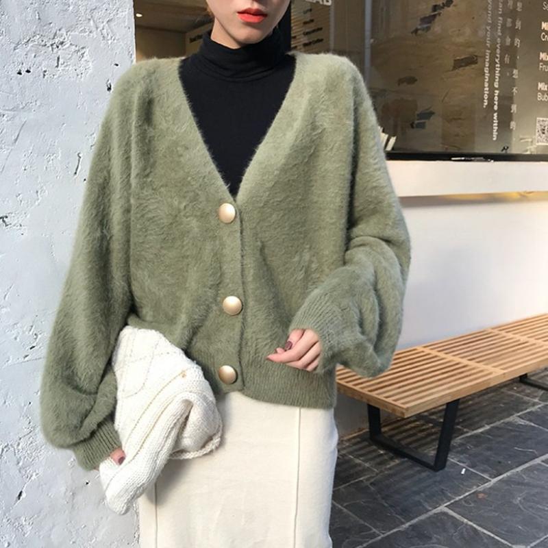Women's Imitation Mink Fur Coat for Spring, Autumn and Winter Temperament Commuting Short Loose Korean-Style Knit Cardigan