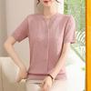 Stylish Ice Silk Short-Sleeved T-Shirt for Middle-Aged and Elderly Women