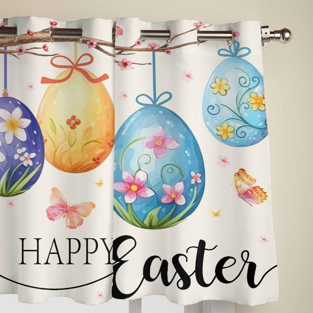 Easter Eggs On Tree Branch Window Curtains for Living Room Bedroom Curtain Modern Kitchen Blinds Drapes Curtains