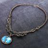 Natural Sea Sediment Jasper Gemstone Copper Wire Wrap Jewelry Necklace 18" n9n41