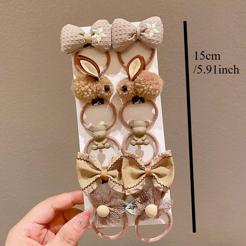 10 ks/sada Kreslená gumička do vlasů Mašle Gumičky do vlasů Květinové čelenky Princeznovské Elastické gumičky Vlasové doplňky