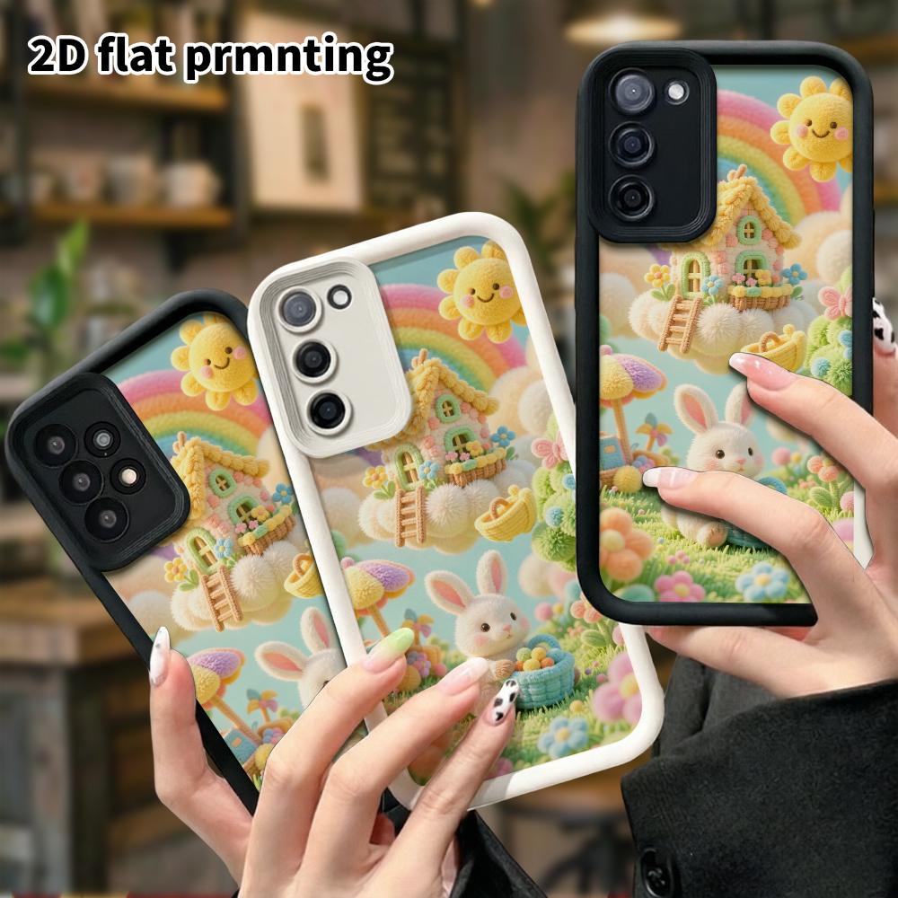Phone Case: 2D flat, suitable for Samsung Galaxy A34 A35 M05 M06 S20 S22 S21 FE Plus 5G protective case, cloud little rabbit, perfect holiday gift for